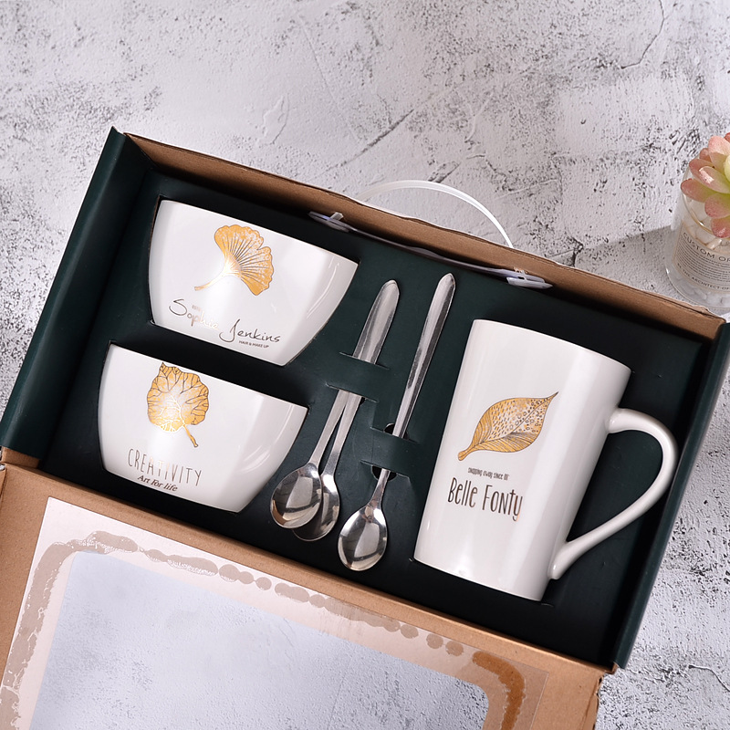 Couple's Ceramic Tableware Set Custom Logo Creative Home Ceramic Rice Bowl Will Sell Business Partner Gifts