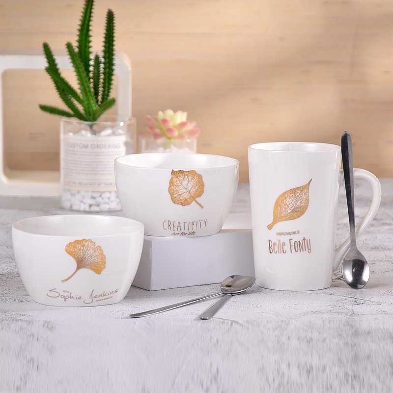 Couple's Ceramic Tableware Set Custom Logo Creative Home Ceramic Rice Bowl Will Sell Business Partner Gifts