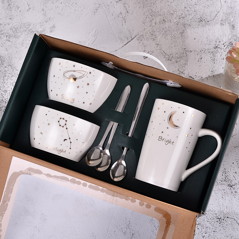 Couple's Ceramic Tableware Set Custom Logo Creative Home Ceramic Rice Bowl Will Sell Business Partner Gifts