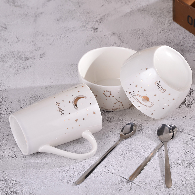 Couple's Ceramic Tableware Set Custom Logo Creative Home Ceramic Rice Bowl Will Sell Business Partner Gifts