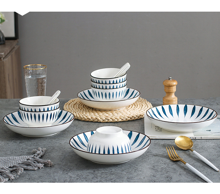 Japanese-Style Internet Celebrity Water Drop Tableware Set Ceramic Gift Bowl Set Dishware Set Gift Box Gift Box Custom Logo