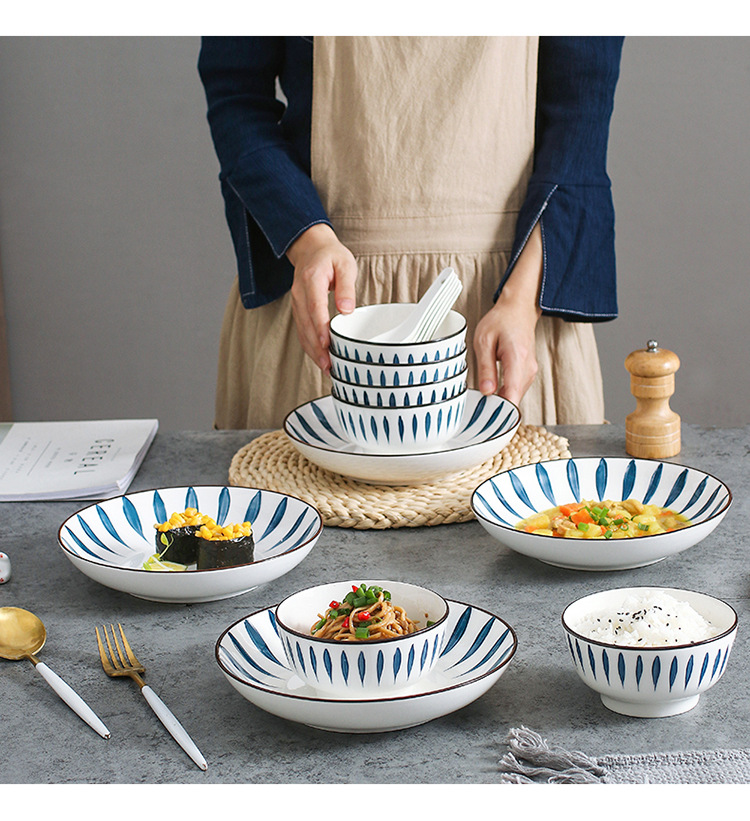 Japanese-Style Internet Celebrity Water Drop Tableware Set Ceramic Gift Bowl Set Dishware Set Gift Box Gift Box Custom Logo
