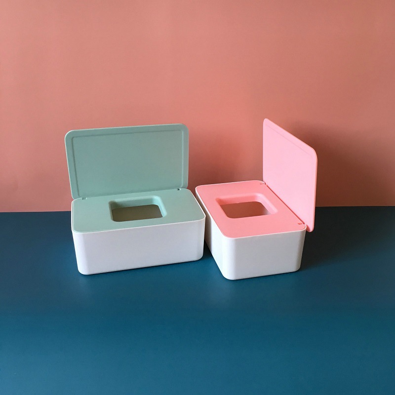Desktop Storage Box Wet Tissue Box with Lid Multifunctional Plastic Wet Tissue Box Office Sealed Dust Mask Box A597