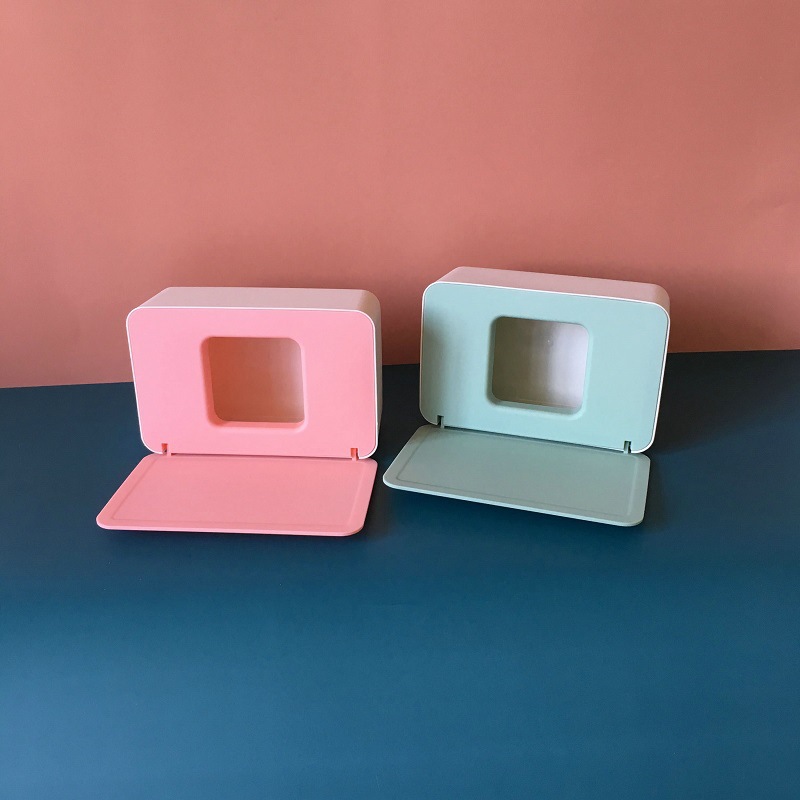 Desktop Storage Box Wet Tissue Box with Lid Multifunctional Plastic Wet Tissue Box Office Sealed Dust Mask Box A597