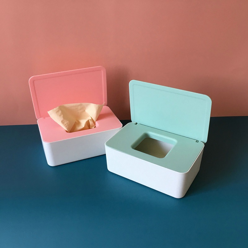Desktop Storage Box Wet Tissue Box with Lid Multifunctional Plastic Wet Tissue Box Office Sealed Dust Mask Box A597
