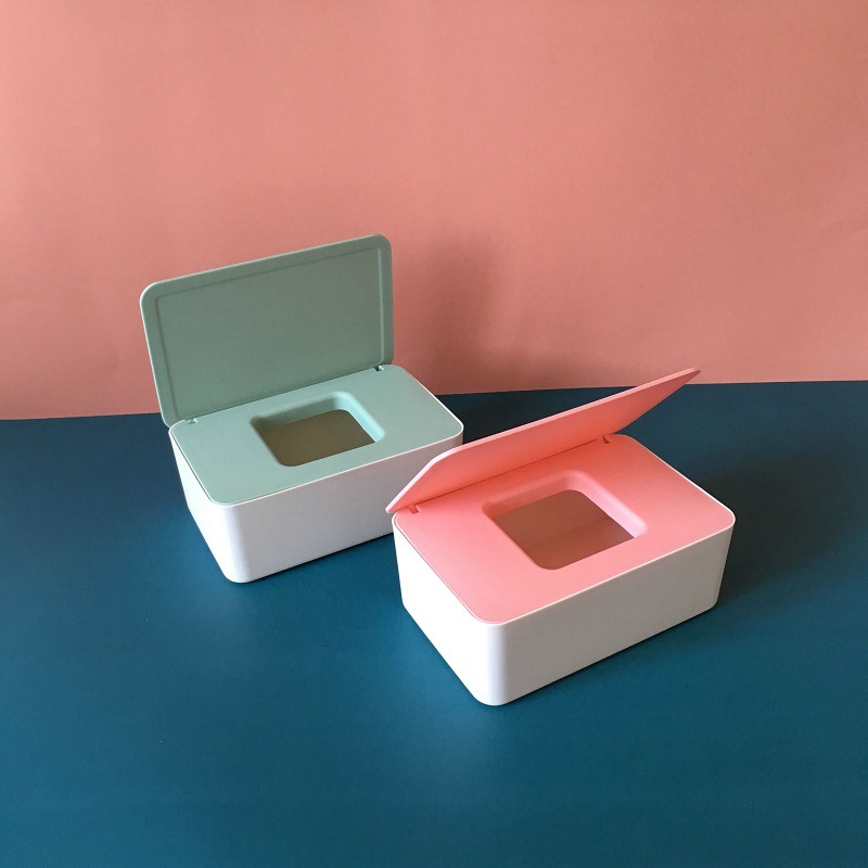 Desktop Storage Box Wet Tissue Box with Lid Multifunctional Plastic Wet Tissue Box Office Sealed Dust Mask Box A597