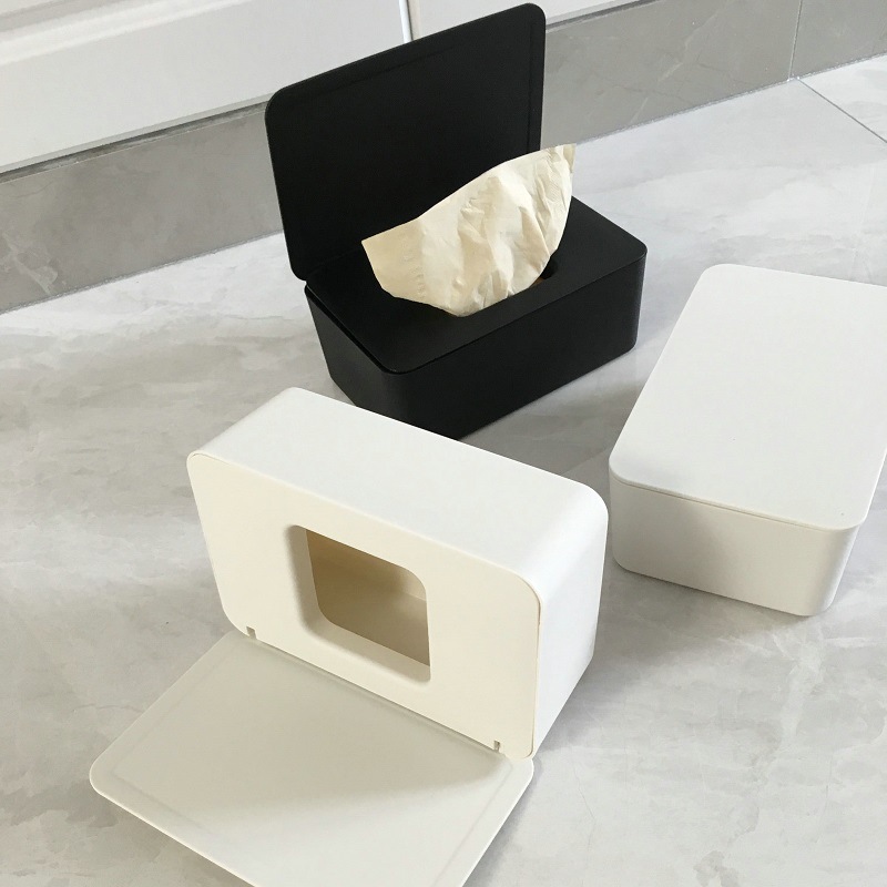 Desktop Storage Box Wet Tissue Box with Lid Multifunctional Plastic Wet Tissue Box Office Sealed Dust Mask Box A597