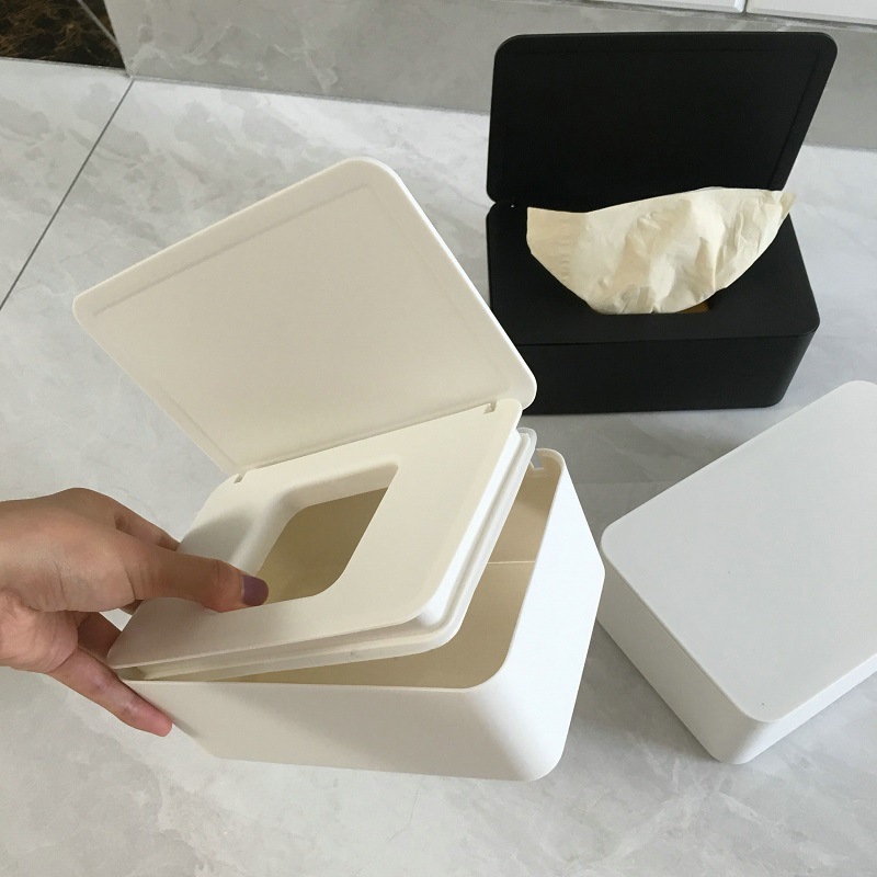 Desktop Storage Box Wet Tissue Box with Lid Multifunctional Plastic Wet Tissue Box Office Sealed Dust Mask Box A597