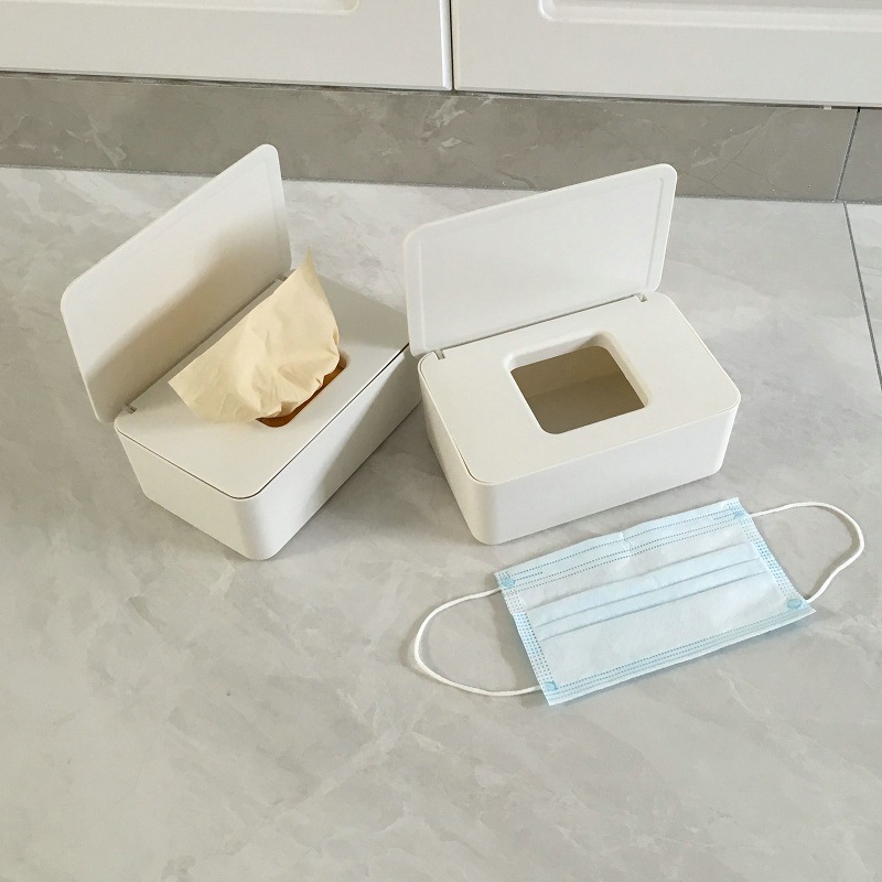 Desktop Storage Box Wet Tissue Box with Lid Multifunctional Plastic Wet Tissue Box Office Sealed Dust Mask Box A597