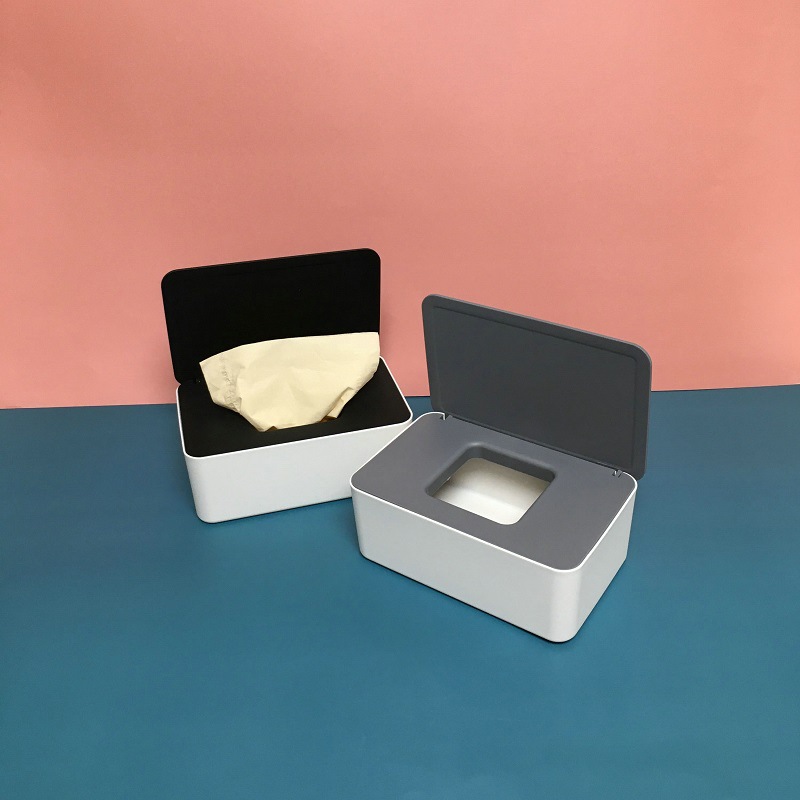 Desktop Storage Box Wet Tissue Box with Lid Multifunctional Plastic Wet Tissue Box Office Sealed Dust Mask Box A597