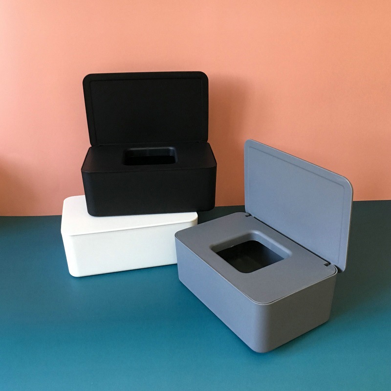 Desktop Storage Box Wet Tissue Box with Lid Multifunctional Plastic Wet Tissue Box Office Sealed Dust Mask Box A597
