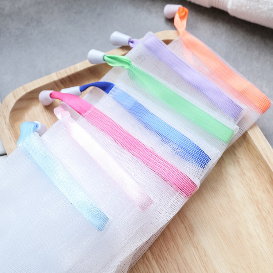 Foaming Sponge Cleansing Foaming Net Bath Soap Face Washing Net Pocket Facial Cleanser Shower Gel Soap Foaming Bag