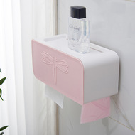 Kitchen Toilet No Trace Stickers Waterproof Multi-Functional Tissue Box Creative Punch-Free Plastic Storage Tissue Box Storage Rack