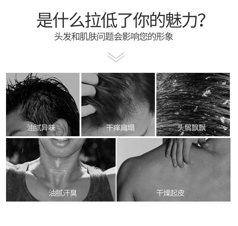 Huicaomei Amino Acid Men's Shampoo Cologne Perfume Shower Gel Oil Control Fragrance Refreshing Bath Lotion Authentic