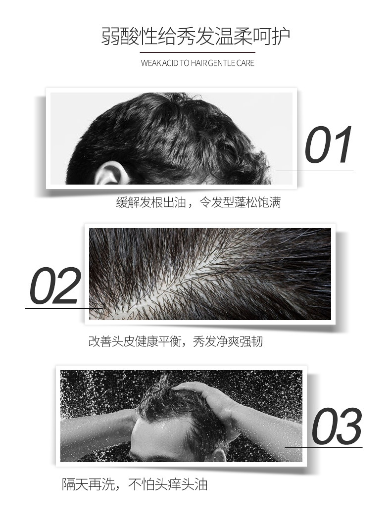 Huicaomei Amino Acid Men's Shampoo Cologne Perfume Shower Gel Oil Control Fragrance Refreshing Bath Lotion Authentic