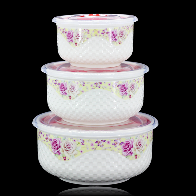 Jingdezhen&#039;s new relief bowl three-piece sets of tableware gift manufacturers direct sales