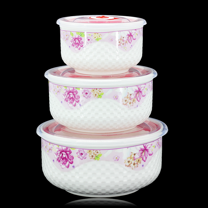 Jingdezhen&#039;s new relief bowl three-piece sets of tableware gift manufacturers direct sales