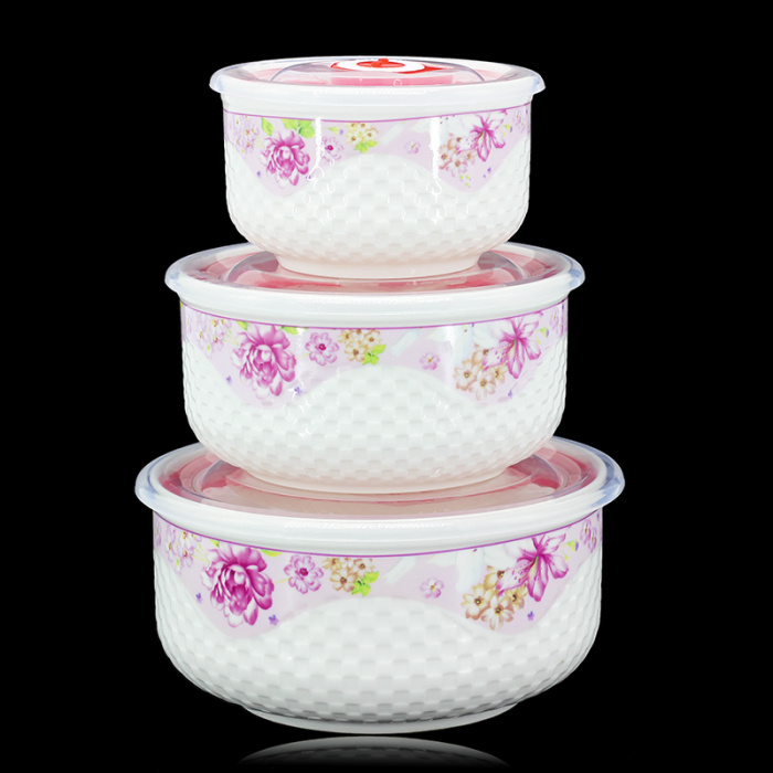 Jingdezhen's new relief bowl three-piece sets of tableware gift manufacturers direct sales