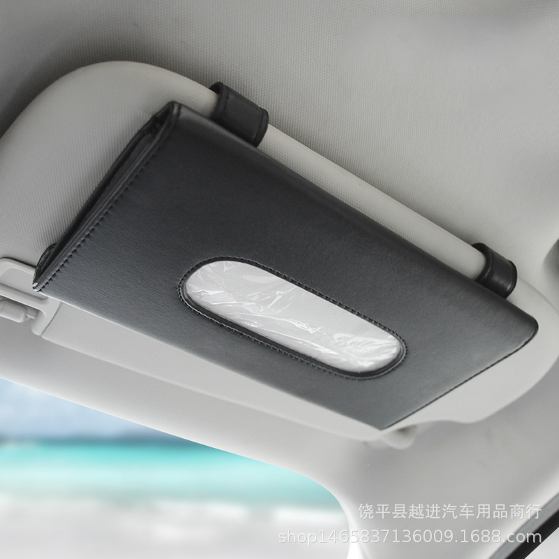 Factory Wholesale Automotive Sun Louver Tissue Box Car Tissue Bag Leather Tissue Holder Sun Visor Tissue Box