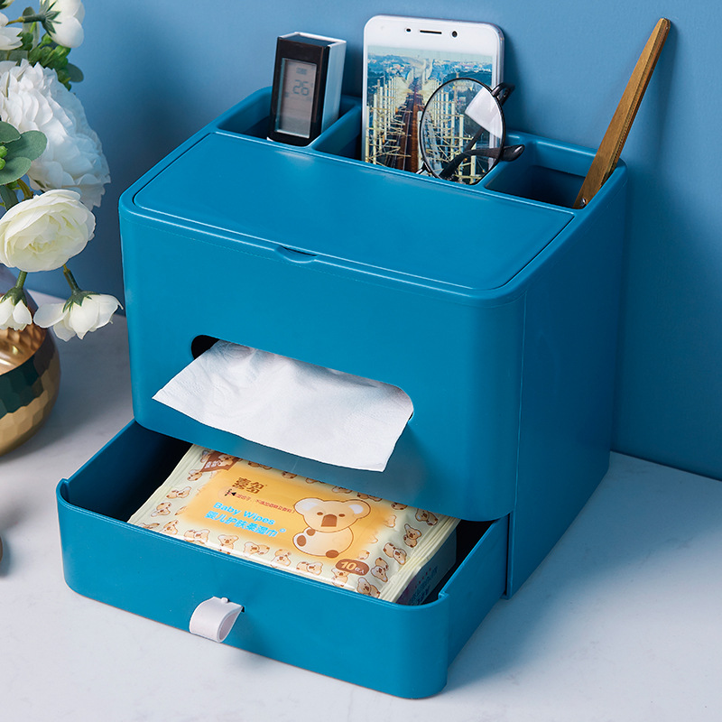 Nordic Ins Tissue Box with Drawer Creative Multi-Functional Bedroom Living Room Tissue Storage Box with Mirror Tissue Box