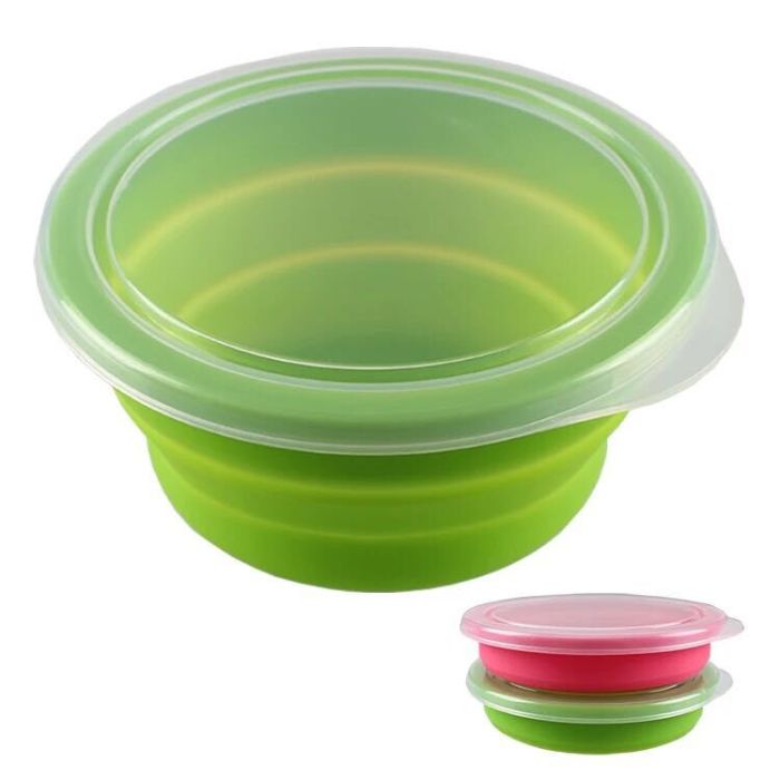 Fold FDA silicone Bowl snack box Bento box of instant noodle bowls with lids outdoor tableware Fold FDA silicone Bowl snack box Bento box of instant noodle bowls with lids outdoor tableware