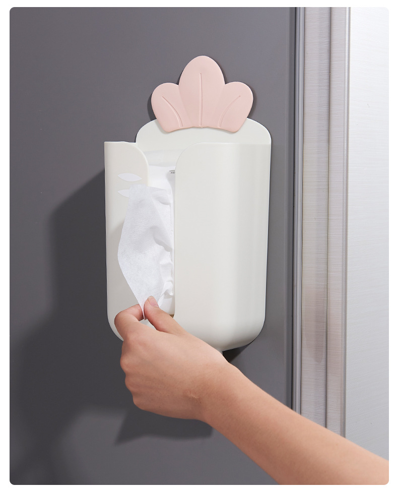 Household Wall-Mounted Tissue Box Seamless Punch-Free Cute Radish Paper Extraction Box Bathroom Face Cloth Storage Box