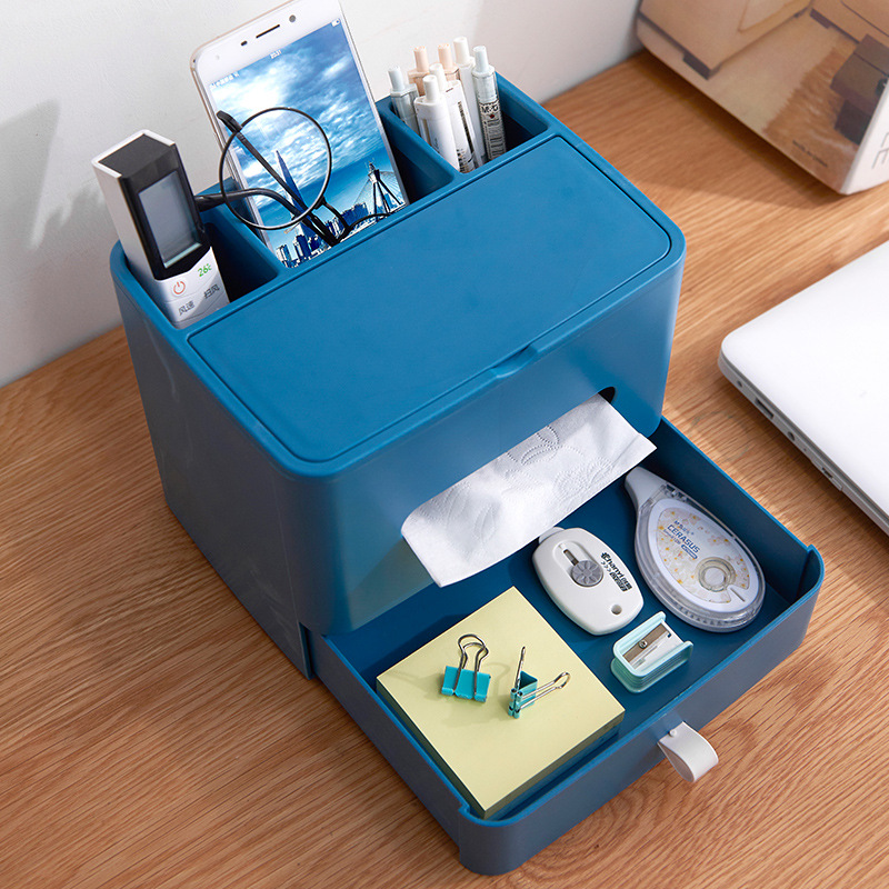 Multi-Functional Desktop Tissue Box Household Living Room Bedroom Storage Shelves Creative Remote Control Storage Box Coffee Table Tissue Box