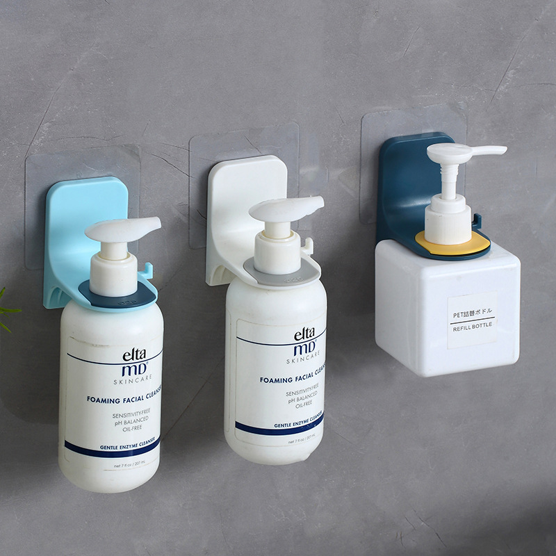 Creative Hole-Free Seamless Stickers Shower Gel Rack Bathroom Wall Stickers Hand Sanitizer Rack Strong Hook