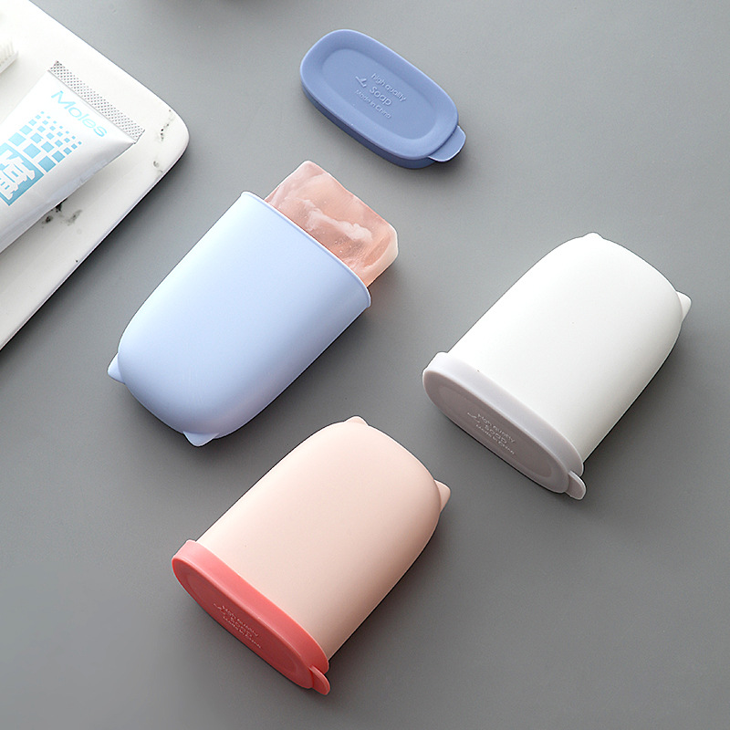 A153 Silicone Soap Box with Lid Travel Portable Sealed Waterproof Soap Dish Home Bathroom Toilet Soap Holder