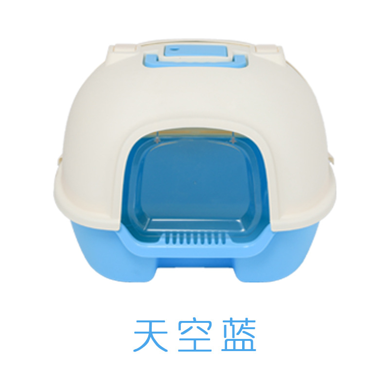 Factory Direct Sales Large Rear Lift the Lid Cat Toilet Fully Closed Litter Box Splash-Proof Deodorant Free Cat Litter Scoop Seamless Delivery