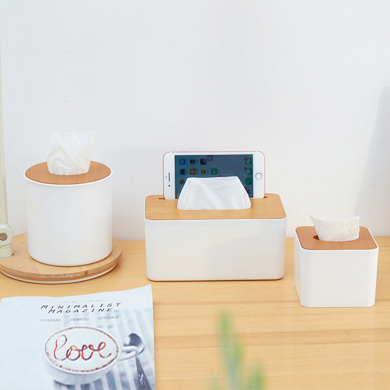 Factory Wholesale Wooden Lid Tissue Box Creative Living Room Paper Extraction Car Square Wooden Lid Tissue Box Custom Logo