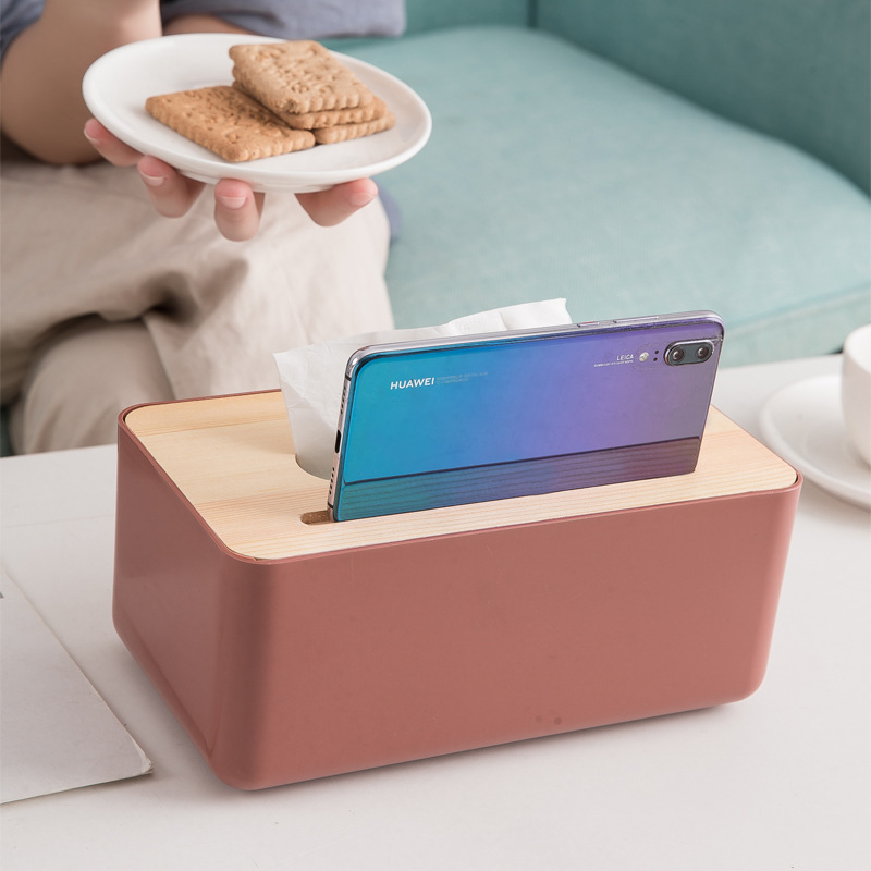 Zt1023 Household Minimalist Wooden Lid Paper Extraction Box Living Room Desktop Tissue Box Tissue Dispenser Plastic Paper Napping Box Toilet
