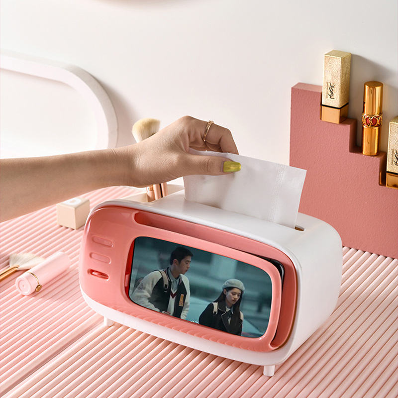 Creative TV Desktop Tissue Box Paper Box Magnetic Remote Control Storage Box Napkin Box