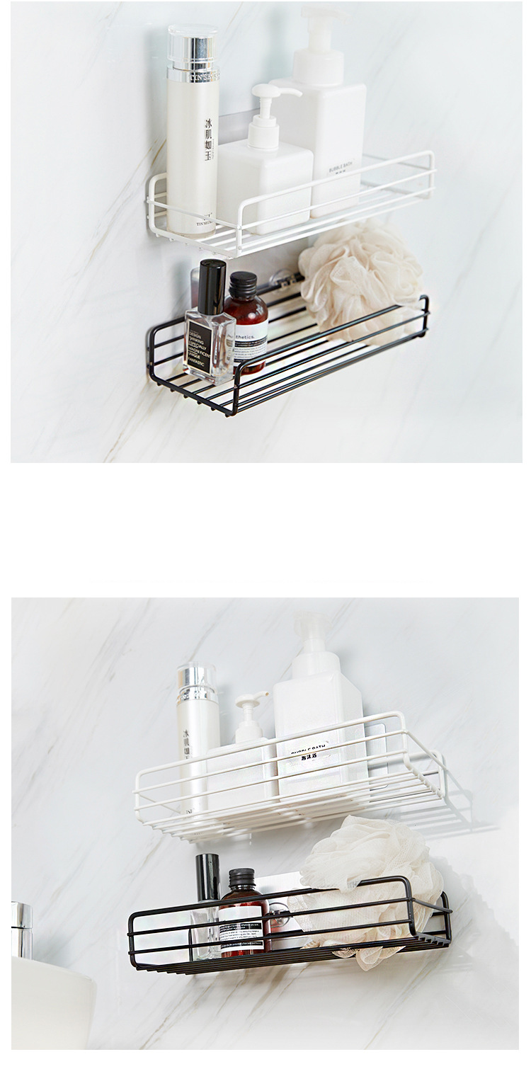 Iron Bathroom Storage Rack Wall-Mounted Shower Gel Storage Rack Square Punch-Free Seamless Organizing Rack Article Storage Shelf Iron Bathroom Storage Rack Wall-Mounted Shower Gel Storage Rack Square Punch-Free Seamless Organizing Rack Article Storage Shelf