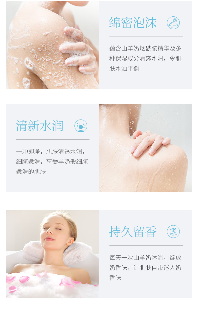 Yixiangyuan Goat's Milk Shower Gel Shampoo Deep Cleansing Fragrance Moisturizing Mousse Bath Lotion Large Capacity Wholesale