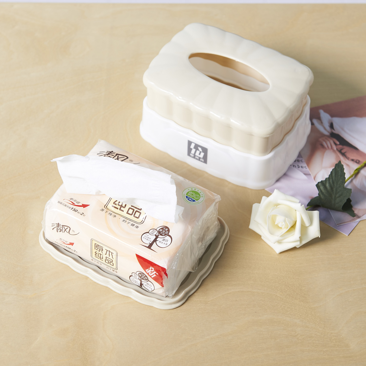 Plastic Tissue Box Creative Living Room Tissue Box Household Desk Retractable Tissue Storage Box Tissue Box