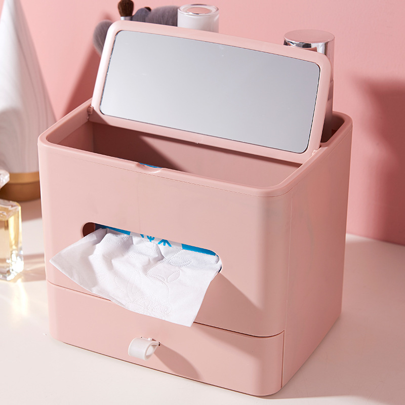 Multi-Functional Desktop Tissue Box Household Living Room Bedroom Storage Shelves Creative Remote Control Storage Box Coffee Table Tissue Box