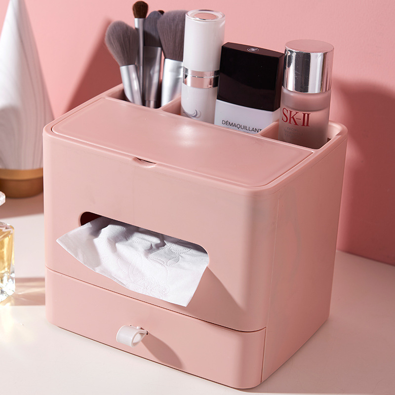 Multi-Functional Desktop Tissue Box Household Living Room Bedroom Storage Shelves Creative Remote Control Storage Box Coffee Table Tissue Box