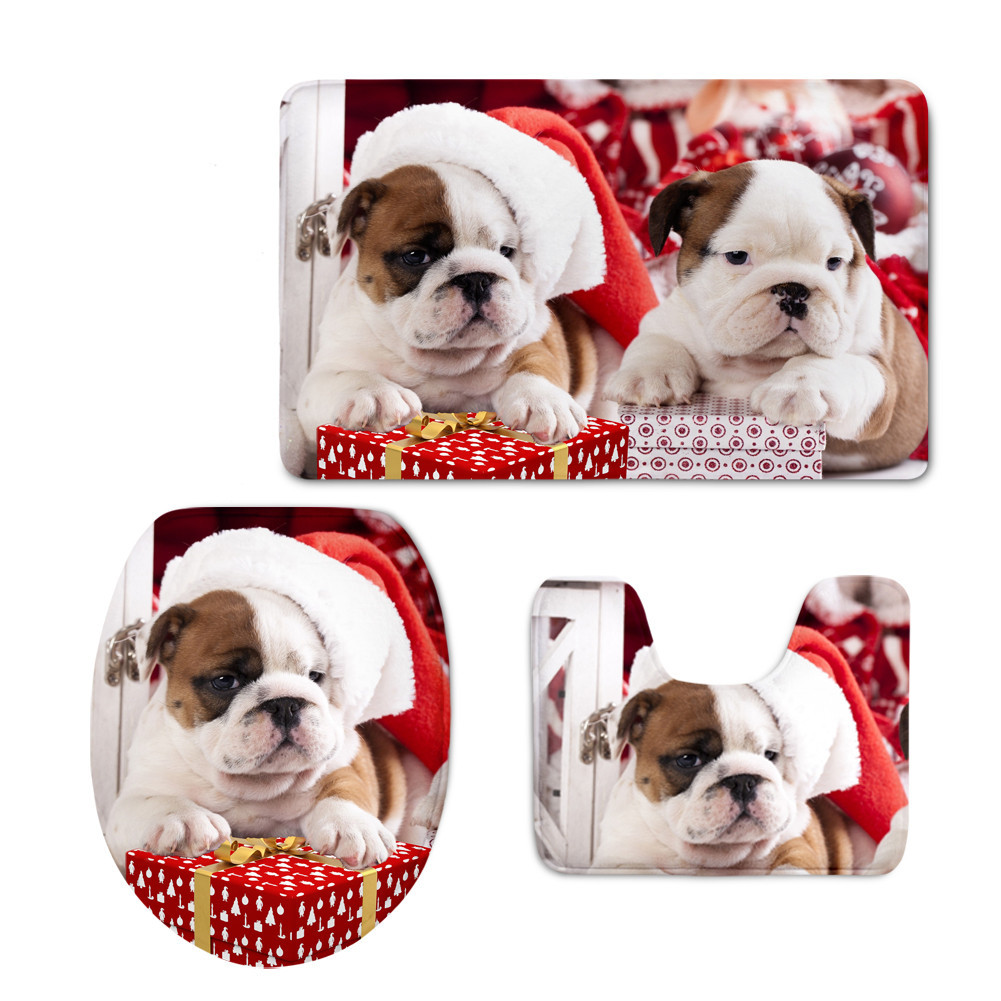 Cross-Border Printing Christmas Retriever U-Shaped Mat Cute Cat Toilet Lid Mat Graphic Customization Cross-Border Printing Christmas Retriever U-Shaped Mat Cute Cat Toilet Lid Mat Graphic Customization