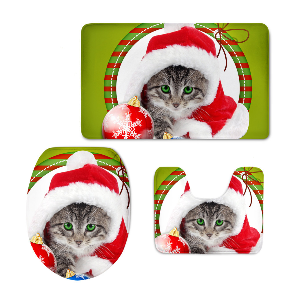 Cross-Border Printing Christmas Retriever U-Shaped Mat Cute Cat Toilet Lid Mat Graphic Customization Cross-Border Printing Christmas Retriever U-Shaped Mat Cute Cat Toilet Lid Mat Graphic Customization