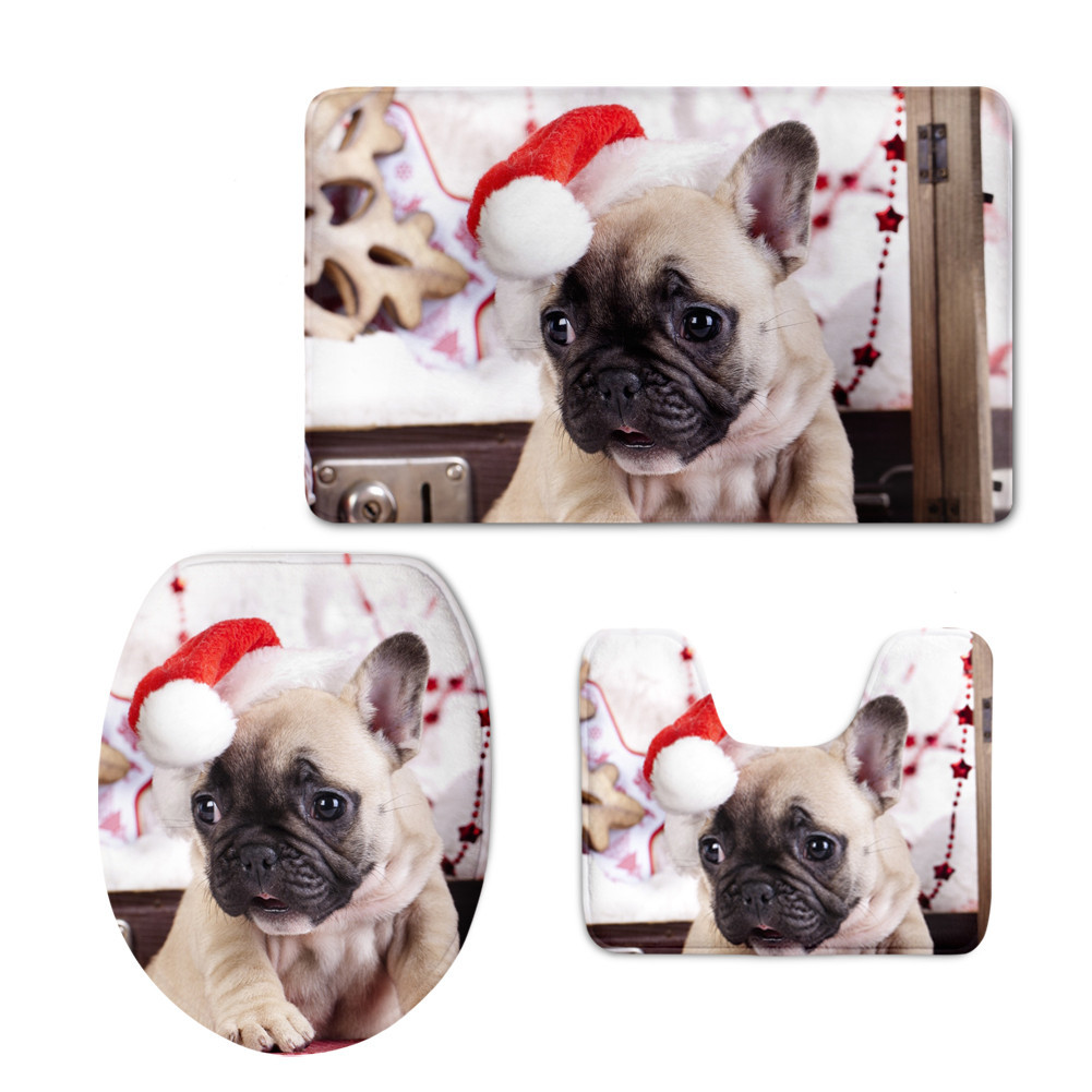 Cross-Border Printing Christmas Retriever U-Shaped Mat Cute Cat Toilet Lid Mat Graphic Customization Cross-Border Printing Christmas Retriever U-Shaped Mat Cute Cat Toilet Lid Mat Graphic Customization