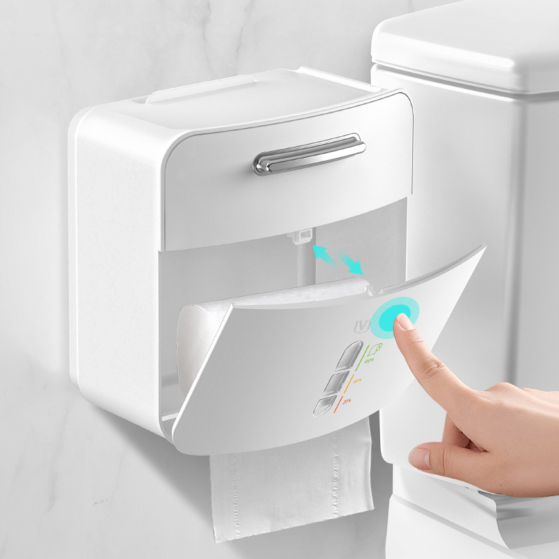 Toilet Tissue Box Punch-Free Creative Roll Paper Box Waterproof Multi-Functional Plastic Storage Tissue Box