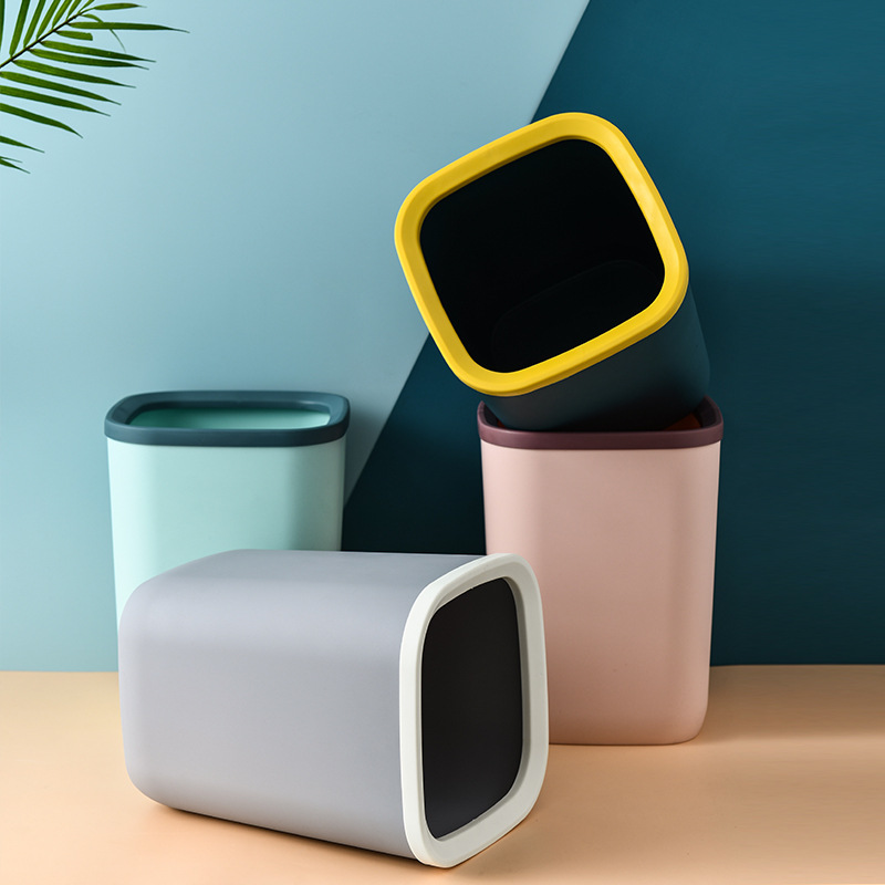 New Simple Large Trash Can Home Living Room Toilet Basket Kitchen without Lid Small Trash Can