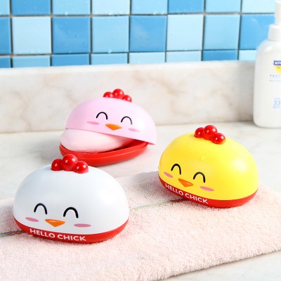 Cartoon Chick Soap Box Toilet Bathroom Drain Soap Dish Soap Box Plastic Soap Box with Lid Soap Box Creative Handmade Soap Box Soap Box