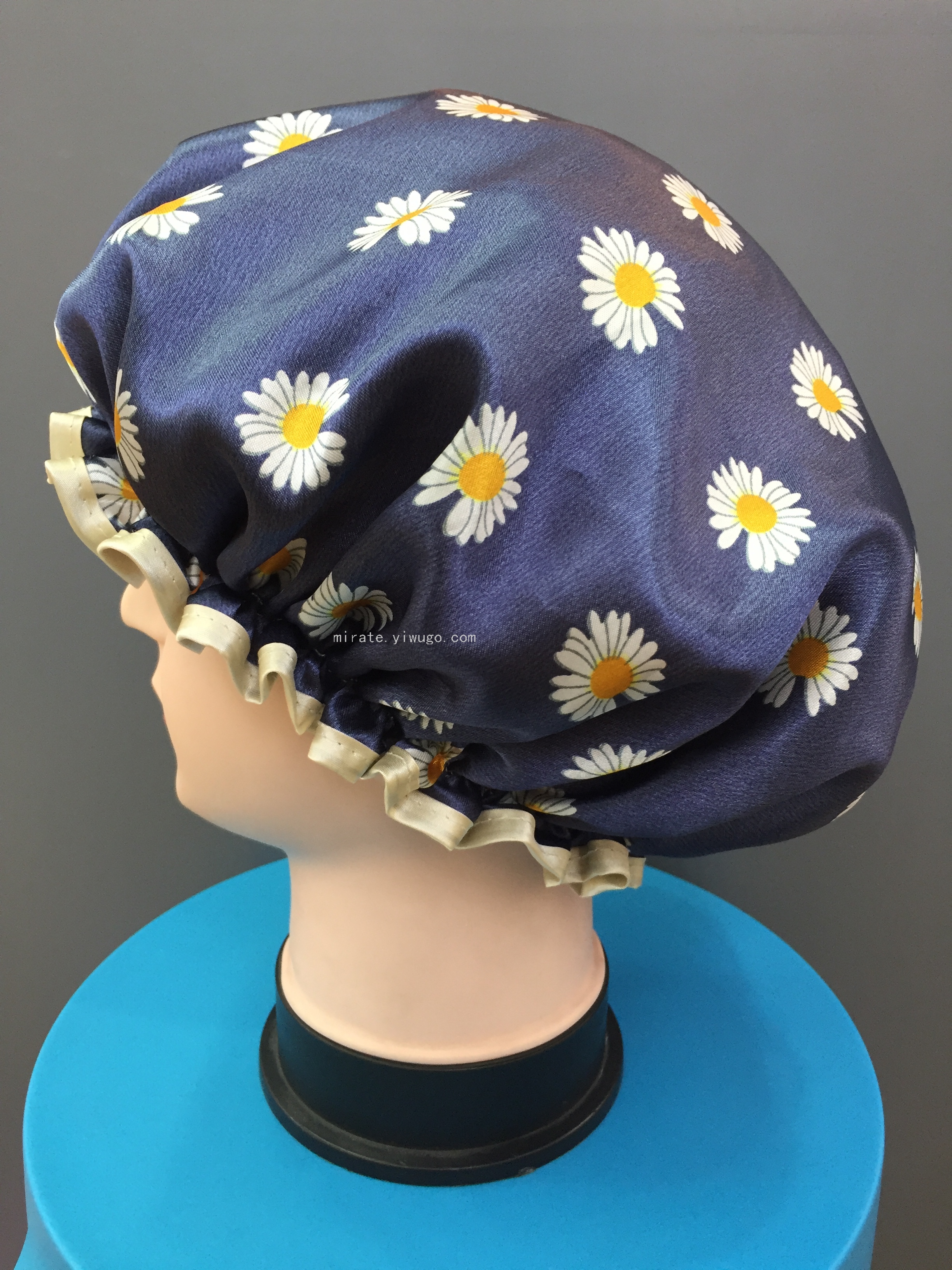Factory Direct Sales Sunflower Satin Double-Layer Covered Shower Cap Double-Layer Environmentally Friendly Waterproof Shower Cap Travel Convenient Shower Cap