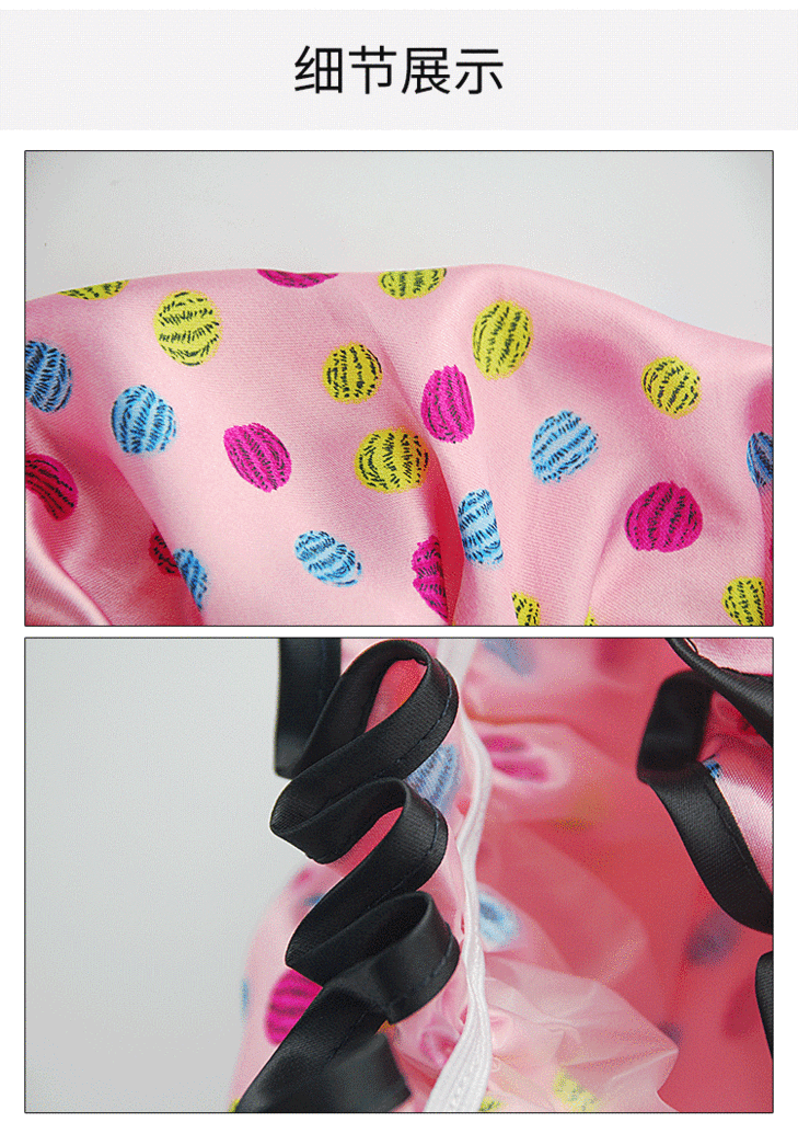 Factory Wholesale New Printed Satin Double-Layer Edging Shower Cap Wash Makeup Cap Oil-Proof Dustproof Bath Hat Factory Wholesale New Printed Satin Double-Layer Edging Shower Cap Wash Makeup Cap Oil-Proof Dustproof Bath Hat