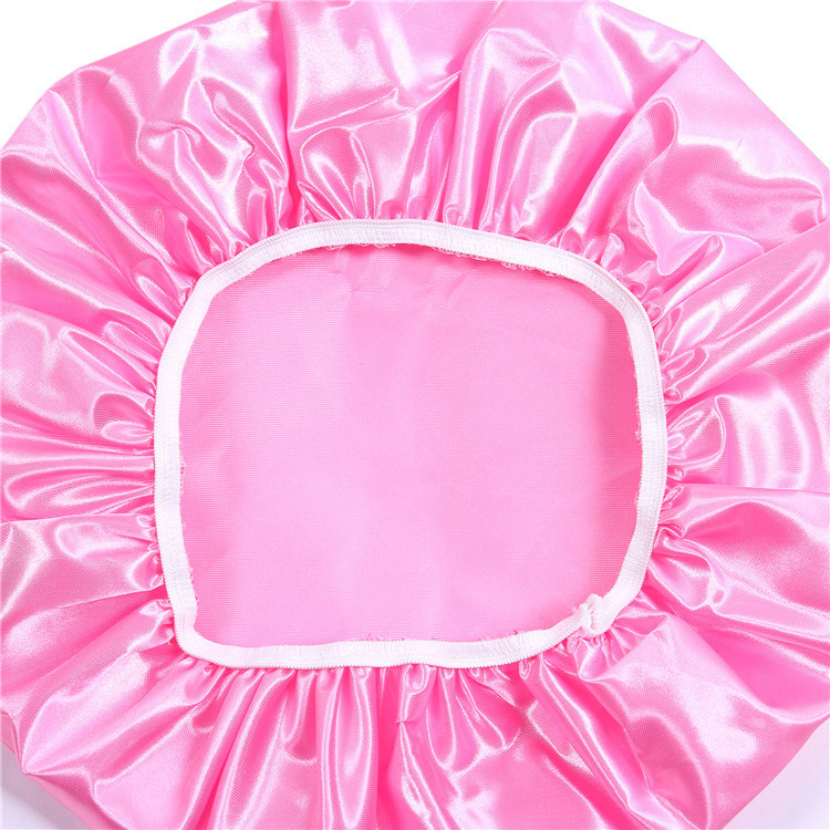 Factory Direct Sales Hot Sale Large Satin Cloth Monochrome Shower Cap Environmentally Friendly Satin Material BATH ESSENTIAL Shower Cap