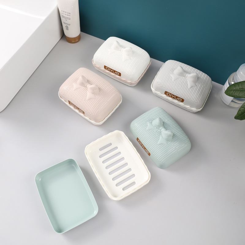 New Cartoon Soap Box Portable Soap Dish Soap Box Three-Layer Draining Handmade Soap Storage Box with Lid Creative Toilet Soap Box