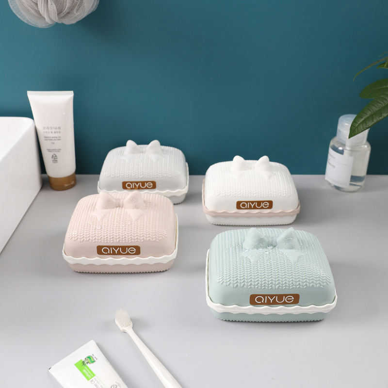 New Cartoon Soap Box Portable Soap Dish Soap Box Three-Layer Draining Handmade Soap Storage Box with Lid Creative Toilet Soap Box