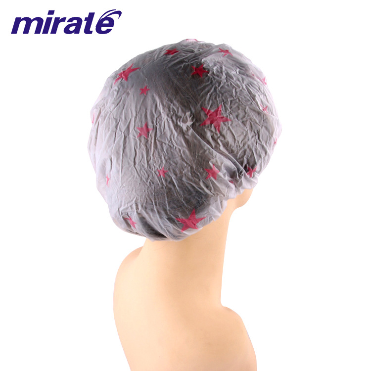Factory Wholesale Korean Fresh Shower Cap Printed PVC Transparent Bottom Piping Shower Cap Anti-Gray Oil Smoke-Proof Hat